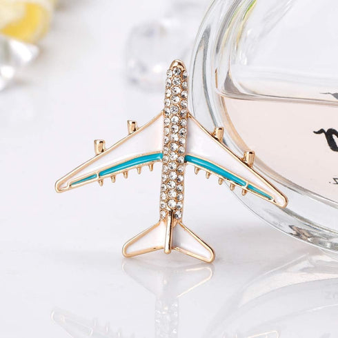 YAZILIND Rhinestone Aircraft Airplane Brooch Pins Women Breastpin Corsage Girls Jewelry Gift...