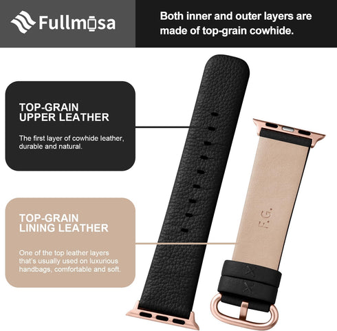 Fullmosa Leather Bands Compatible with Apple Watch Band 41mm 40mm 38mm 42mm 44mm 45mm 46mm 49mm Women Men for iWatch Ultra 2/Ultra/10/9/8/7/6/5/4/...