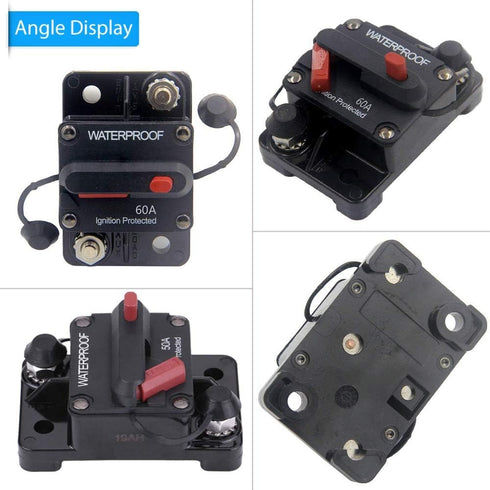 60 Amp Circuit Breaker 30A-300A with Manual Reset Waterproof Inline Fuse Inverter for Marine Trolling Motors Boat ATV Manual Power 12V-48VDC...