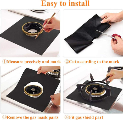 10 Pack Stove Burner Covers Double Thickness Reusable Non-Stick Heat-Resistant Gas Range Protectors for Kitchen and Easy to Clean?Black?