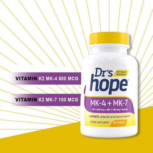 Vitamin K2-90 Capsules with 500 mcg MK4 + 100 mcg MK7 | Bone and General Health Support | High-Potency K-2 Vitamins Supplement - 1 Capsule Daily...