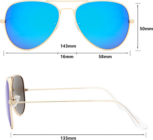 livho Sunglasses for Men Women Aviator Polarized Metal Mirror UV 400 Lens Protection (Gold Purple/Blue)...