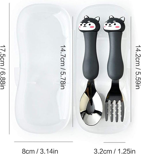 Toddler Utensils, 4 PCS Travel Cutlery Set Baby, Kids Spoon And Fork Self-Feeding, Carrot Child Flatware Sets, Stainless Steel Fun Baby Silverware...
