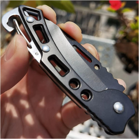4 Pack Self-Defense Folding Knife With Key Ring Easy To Everyday Carry, Outdoor Survival Stainless Steel Pocket Knife (Black)...