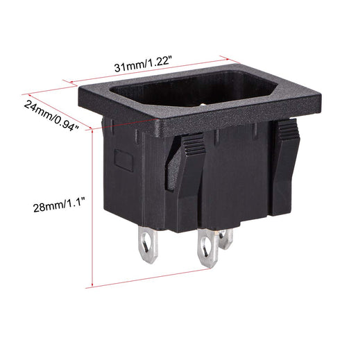uxcell C14 Panel Mount Plug Adapter AC 250V 10A 3 Pins IEC Inlet Plug Power Connector Socket Straight Pack of 2...
