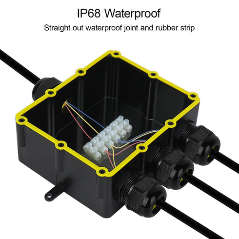 IP68 External Junction Box, 4 Way Plug Line Outdoor Electrical Box, M25 Coaxial Cable Connector Wire Range 4 to 14mm, Cable Box Enclosure for Trai...