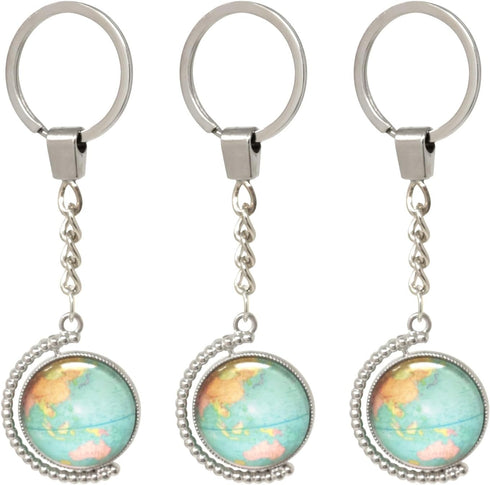 Honbay 3PCS Rotated Globe Keychains Double-Sided Glass Earth Keyrings Keyholder Creative Bag Hanging Ornament for Keys Backpack Purse or Car Decor...