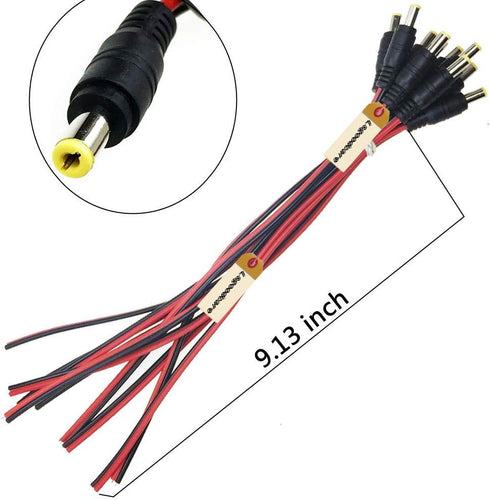 Lsgoodcare 20Pcs 5.5 x 2.1 MM DC Power Jack Socket Dc099 30V Threaded Female Mount Connector Adapter with Cable & 5.5mm x 2.1mm 12V Pure Copper Ma...