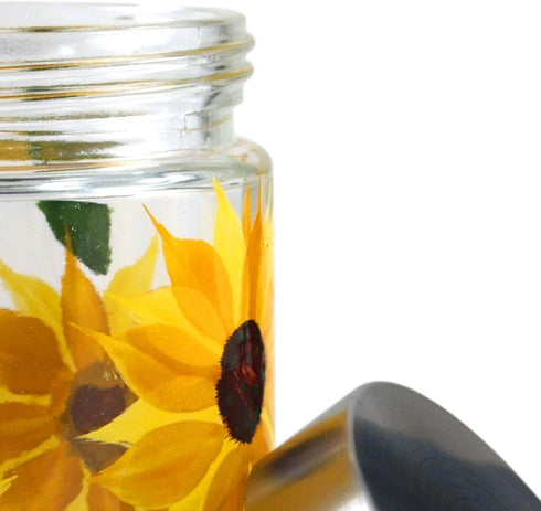 Grant Howard Sunflower Hand Painted Glass Storage Jar, 42 oz, Multicolor...