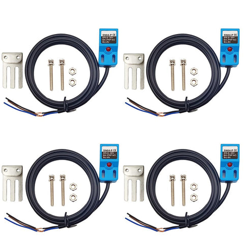 Square Inductive Proximity Sensor SN04-P Normally Open Detection Approach Switch PNP NO with TL PL SN Bracket (Blue, 4 Pack)...