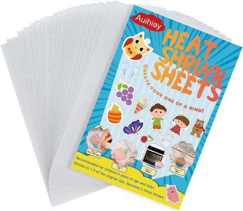 Auihiay 20 Pieces Sanded Shrink Plastic Sheets, Shrink Films Papers, Kids Creative Crafts and Mothers Day Gifts for Mom, 7.9 X 5.7 inch / 20 X 14....