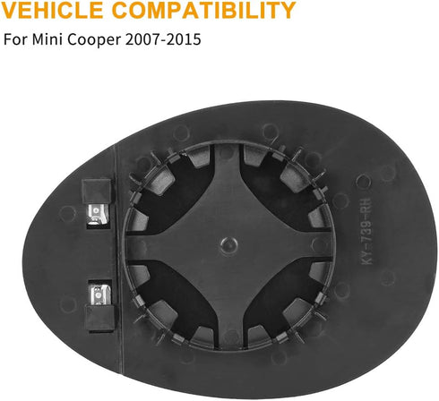 X AUTOHAUX Mirror Glass Heated with Backing Plate Passenger Side Right Side Rear View Mirror Glass for BMW for Mini Cooper 2007-2015...