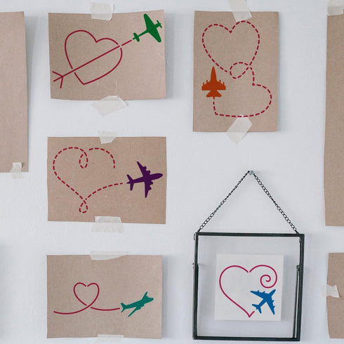 6 Styles Airplane Love Track Stencil 11.8×11.8inch Airplane Stencil Template with Paint Brush Aircraft Flight Trajectory Drawing Template for Vale...