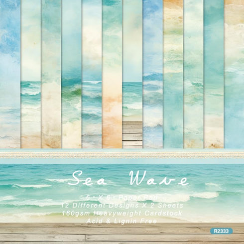 Scrapbook Paper Pad 6x6 Craft Paper Single-Sided Watercolor Seaside Background Beach Ocean Theme, Wedding, Birthday Party Decoration Sheets 24...