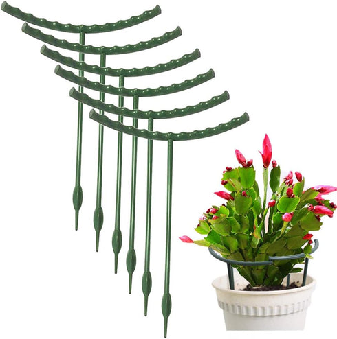 10 Pack Plant Support Plant Stakes, Metal Half Round Plant Support Ring Plastic Plant Cage Holder Flower Pot Climbing Trellis for Small Plant Flow...