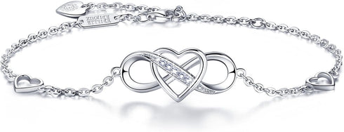 Billie Bijoux Women Bracelets 925 Sterling Silver Infinity Heart White Gold Plated Cubic Zirconia Adjustable Bracelet Best Gifts for Women...