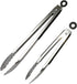 ALLTOP Metal Cooking Tongs,Stainless Steel Food Tong with No-slip Silicon and Locking Ring for Kitchen - 9 &12 inch,Set of 2-Black...