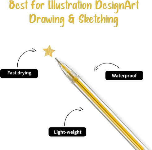 18 Pieces Gel Ink Pens Highlight Drawing Art Design Supplies 0.5 mm Pens for Black Paper Drawing Sketching Illustration Journaling Wedding Invitat...