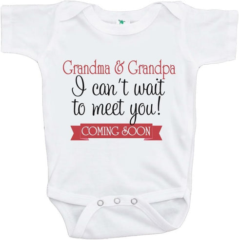 7 ate 9 Apparel Can't Wait to Meet Grandparents Pregnancy Announcement Onepiece...