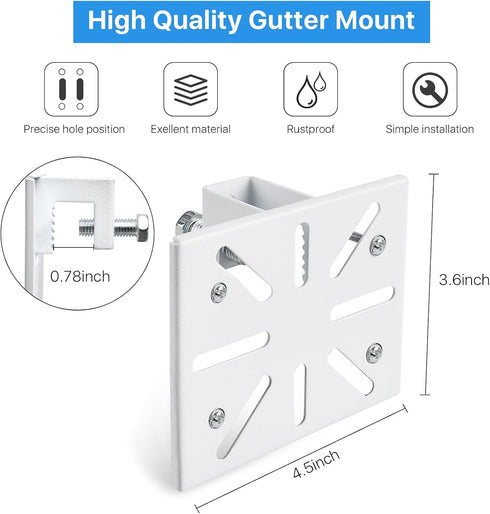 Gutter Mount for eufy Security Solocam S340 Solar Security Camera (White)...