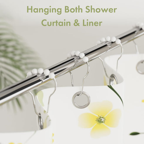 Amazer Shower Curtain Hooks, Decorative Stainless Steel Shower Curtain Hooks for Bathroom Shower Rods Curtains-Set of 12, Acrylic White...