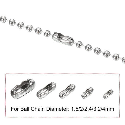 MECCANIXITY Ball Chain Connector Clasps, Stainless Steel Replacement Cord Connector Fit for 1.5/2/2.4/3.2/4mm Beaded Ball Chain, Silver Pack of 10...