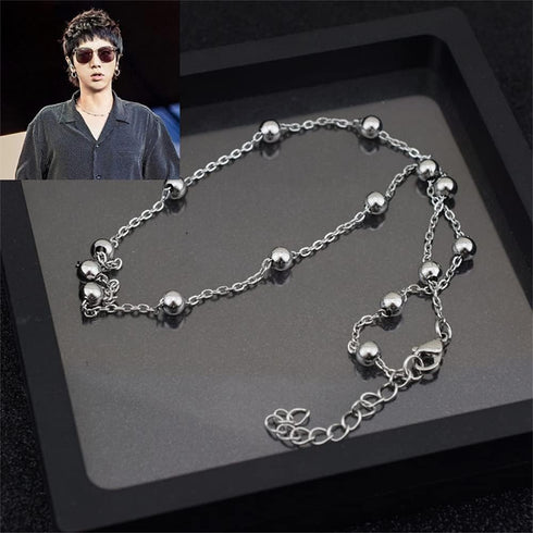 Dtja 5mm Ball Bead Necklace Stainless Steel Choker Pendant Necklaces for Women Girls Vintage Beaded Link Chain Adjustable Fashion Punk Simple Jewe...
