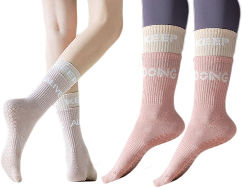 Women Sports Non-Slip Yoga Socks with Grips for Pure Barre,Ballet,Dance,Gym,Pilates Fitness Socks...