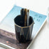Ceramic Cute Geometric Pen Holder With Gold Line Stand Pencil Cup Pot Desk Organizer Makeup Brush Holder (White)...