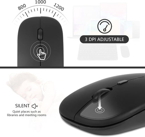 Ultra-Slim Bluetooth Keyboard and Mouse Combo, Rechargeable Portable Compact Wireless Mouse Keyboard Set for PC Computer Tablet Laptop iPad Smartp...