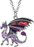 BONSNY Enamel Fantasy Dragon Dinosaur Necklaces Pendant for Women Jewelry Lucky Symbol...