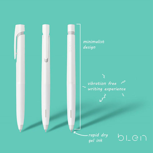 Zebra Pen bLen Retractable Gel Pen, White Barrel, Medium Point, 0.7mm, Blue Ink, 2-Count (41422)...