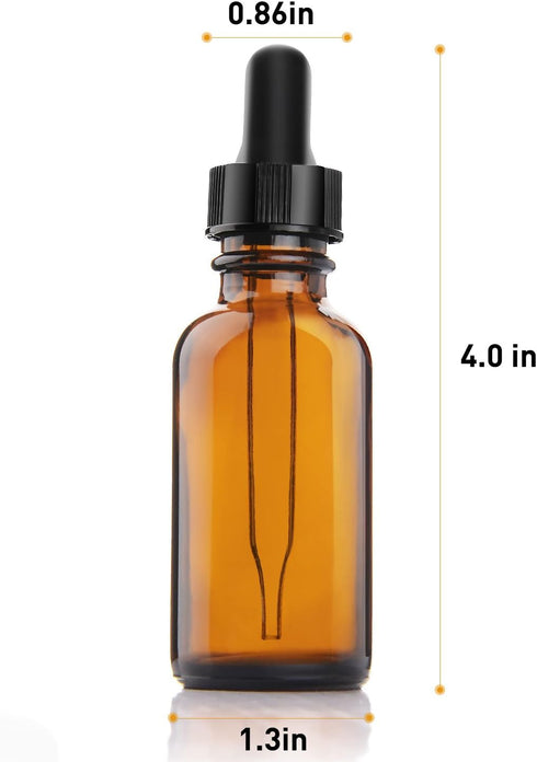 Yesker Amber Glass Bottles for Essential Oils with Glass Eye Dropper 30 ml (1oz) for Essential Oils, Chemistry Lab Chemicals, Colognes & Perfumes-...