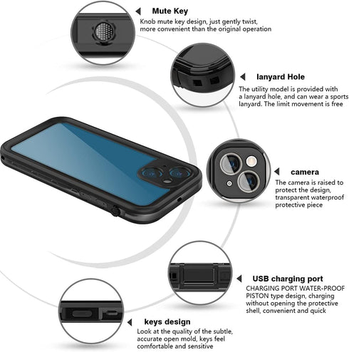 AICase Waterproof Case for iPhone 13 Mini 5.4 Inch Snowproof Dustproof Shockproof IP68 Certified Full Body Protection Fully Waterproof Underwater ...