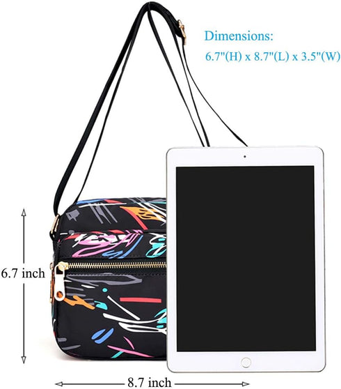 Collsants Small Nylon Purse Mini Crossbody Bag Travel Shoulder Bag Multi Zipper Pockets...