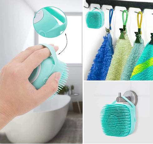 Pet Bath Massage Brush Puppy Dog Cat Grooming Cleaning Soft (Blue)...