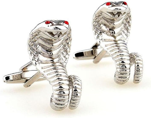 Cobra Snake Pair Cufflinks in a Presentation Gift Box & Polishing Cloth...
