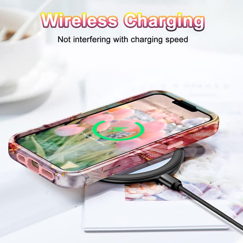 Btscase Compatible with iPhone 13 Pro Max Case 6.7 Inch 2021,Marble Pattern 3 in 1 Heavy Duty Shockproof Full Body Rugged Hard PC+Soft Silicone Dr...