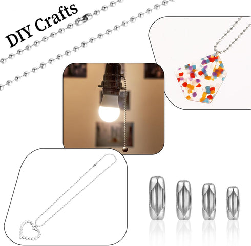 Giantree 100Pcs Ball Chain Connector Clasps, Stainless Steel Ball Chain Connector Clasps Fits for 1.5/2.0/2.4/3.2mm Silver Beaded Ball Chain for D...
