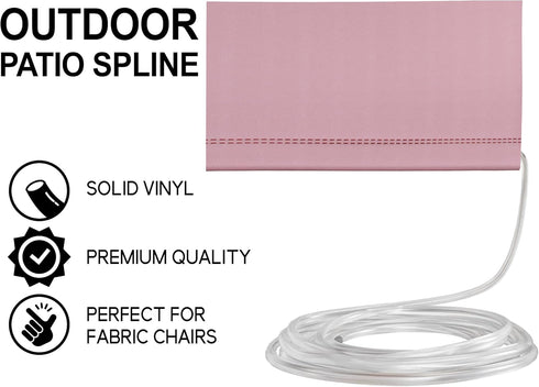 Long Solid Vinyl 1/4" Outdoor Patio Chair Spline, Replacement Awning Cord, Sling Chair Spline (25 FT)...