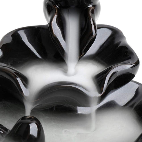 Waterfall Incense Burner, Lotus Backflow Incense Holder Ceramic Censer Cones Sticks Porcelain Holder with 10 Free Mixed Aromatherapy Cones...