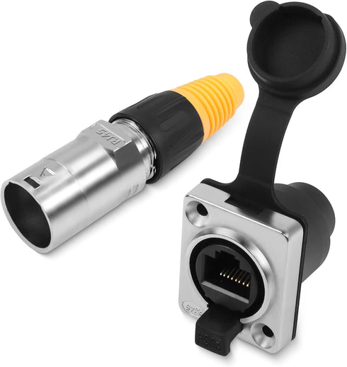 QIANRENON RJ45 Waterproof Network Connector CAT6 RJ45 Panel Mount Outdoor Waterproof Adapter RJ45 Industrial Network Coupler Assembly,Waterproof I...