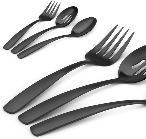 Matte Black Serving Utensils Set Hostess Set Buffet Serving Set 5 Pieces, Stainless Steel, Dishwasher Safe...