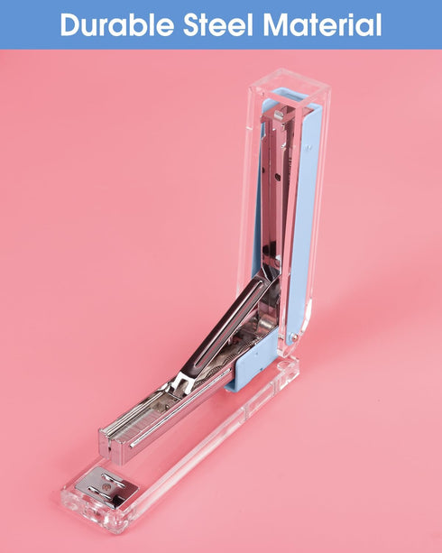 Clear Acrylic Stapler, Desktop Stapler, Office Stapler, Elegant Modern Desk Accessory for The Desk at Home, Office, or School?Macaron Blue?...