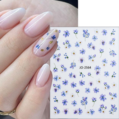 Colorful Flower Nail Stickers for Nail Art 6Sheets Ice-clear Dried Flowers Nail Art Supplies Cherry Blossoms Sunflower Nail Decals Daisy Nail Art ...