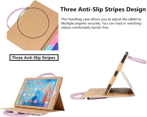 Cute Case for iPad 6th / 5th Generation 9.7 Inch 2018/2017 - iPad Air 2 / 1st - iPad Pro 9.7 2016, Smart Slim Handbag Leather Cover with Stand Poc...