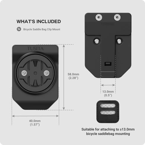 TUSITA Cycling Saddle Bag Clip Mount (Small Slot) Compatible with Garmin Varia RTL515, RTL510, RVR315...