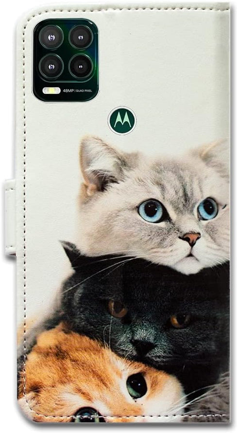Case for Moto G Stylus 5G(Not Fit G Stylus 4G), Cute Brown Cat Leather Flip Phone Case Wallet Cover with Card Slot Holder Kickstand for Motorola M...
