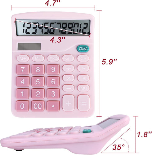 Basic Calculator with Comfortable Large LCD Display, 12 Digits Calculators Desktop, Tilt Screen, Big Button, Desk Calculator with Dual Power (Sola...