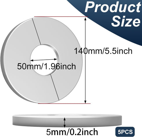 Wall Split Flange Stainless Steel Escutcheon Plate plumbing Cover Self-Adhesive Round for 50mm Diameter Pipe...
